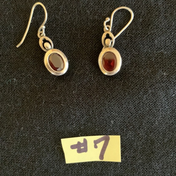 Long silver color necklace, earring set with ruby color stones. Make an offer. - Picture 2 of 8